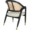 Flash Furniture Naomi Cane Rattan Dining and Accent Chair, Commercial Grade Solid Wood Frame with Gold Accent Legs, Beige Upholstered Padded Seat, Natural/Black(Black)