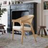 Flash Furniture Naomi Cane Rattan Dining and Accent Chair, Commercial Grade Solid Wood Frame with Gold Accent Legs, Beige Upholstered Padded Seat, Natural/Black(Natural)