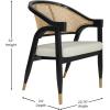 Flash Furniture Naomi Cane Rattan Dining and Accent Chair, Commercial Grade Solid Wood Frame with Gold Accent Legs, Beige Upholstered Padded Seat, Natural/Black(Black)