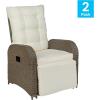 Flash Furniture Nemo Indoor/Outdoor Patio Wicker Rattan Recliner, Lounge Chair with Flip-Up Side Table, Beige/Brown(Beige Cushions/Brown Frame)
