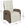Flash Furniture Nemo Indoor/Outdoor Patio Wicker Rattan Recliner, Lounge Chair with Flip-Up Side Table, Beige/Brown(Beige Cushions/Brown Frame)