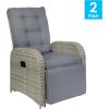 Flash Furniture Nemo Indoor/Outdoor Patio Wicker Rattan Recliner, Lounge Chair with Flip-Up Side Table, Beige/Brown(Gray Cushions/Gray Frame)