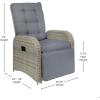Flash Furniture Nemo Indoor/Outdoor Patio Wicker Rattan Recliner, Lounge Chair with Flip-Up Side Table, Beige/Brown(Gray Cushions/Gray Frame)