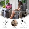 Flash Furniture Nemo Indoor/Outdoor Patio Wicker Rattan Recliner, Lounge Chair with Flip-Up Side Table, Beige/Brown(Gray Cushions/Gray Frame)