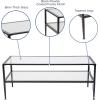 Flash Furniture Newport Collection Glass Coffee Table with Black Metal Frame(Coffee Table)