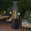 Flash Furniture Outdoor Patio Heater with Wheels – Silver – 42,000 BTU – 7.5 Feet Tall – Stainless Steel – For Residential and Commercial Use(Black)