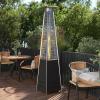 Flash Furniture Outdoor Patio Heater with Wheels – Silver – 42,000 BTU – 7.5 Feet Tall – Stainless Steel – For Residential and Commercial Use(Black)