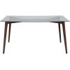 Flash Furniture Parkside 35.25″ x 59″ Rectangular Solid Walnut Wood Table with Clear Glass Top(Clear Top/Walnut Frame)
