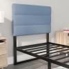 Flash Furniture Paxton Upholstered Headboard – Channel Stitched Gray Fabric Upholstery – King – Adjustable Height from 44.5″ to 57.25″ From Floor(Blue)