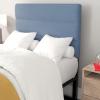 Flash Furniture Paxton Upholstered Headboard – Channel Stitched Gray Fabric Upholstery – King – Adjustable Height from 44.5″ to 57.25″ From Floor(Blue)