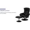 Flash Furniture Poppy Massaging Multi-Position Plush Recliner with Side Pocket and Ottoman in Black LeatherSoft(Black)