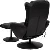 Flash Furniture Poppy Massaging Multi-Position Plush Recliner with Side Pocket and Ottoman in Black LeatherSoft(Black)