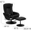 Flash Furniture Poppy Massaging Multi-Position Plush Recliner with Side Pocket and Ottoman in Black LeatherSoft(Black)