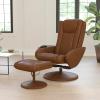 Flash Furniture Poppy Massaging Multi-Position Plush Recliner with Side Pocket and Ottoman in Black LeatherSoft(Brown)