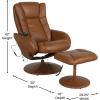Flash Furniture Poppy Massaging Multi-Position Plush Recliner with Side Pocket and Ottoman in Black LeatherSoft(Brown)