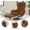 Flash Furniture Poppy Massaging Multi-Position Plush Recliner with Side Pocket and Ottoman in Black LeatherSoft(Brown)