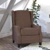 Flash Furniture Prescott Slim Wingback Recliner Chair – Traditional Push Back Recliner – Brown Polyester Fabric with Accent Nail Trim – Pocket Spring Seat(Brown)