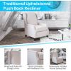 Flash Furniture Prescott Slim Wingback Recliner Chair – Traditional Push Back Recliner – Brown Polyester Fabric with Accent Nail Trim – Pocket Spring Seat(Cream)