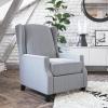 Flash Furniture Prescott Slim Wingback Recliner Chair – Traditional Push Back Recliner – Brown Polyester Fabric with Accent Nail Trim – Pocket Spring Seat(Grey)