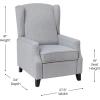 Flash Furniture Prescott Slim Wingback Recliner Chair – Traditional Push Back Recliner – Brown Polyester Fabric with Accent Nail Trim – Pocket Spring Seat(Grey)
