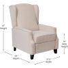 Flash Furniture Prescott Slim Wingback Recliner Chair – Traditional Push Back Recliner – Brown Polyester Fabric with Accent Nail Trim – Pocket Spring Seat(Cream)