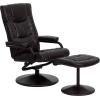 Flash Furniture Rachel Contemporary Multi-Position LeatherSoft Recliner Chair with Ottoman, 360-Degree Swivel Recliner Chair and Ottoman Set, Black(Brown)