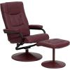 Flash Furniture Rachel Contemporary Multi-Position LeatherSoft Recliner Chair with Ottoman, 360-Degree Swivel Recliner Chair and Ottoman Set, Black(Burgundy)