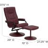 Flash Furniture Rachel Contemporary Multi-Position LeatherSoft Recliner Chair with Ottoman, 360-Degree Swivel Recliner Chair and Ottoman Set, Black(Burgundy)