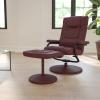 Flash Furniture Rachel Contemporary Multi-Position LeatherSoft Recliner Chair with Ottoman, 360-Degree Swivel Recliner Chair and Ottoman Set, Black(Burgundy)