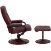 Flash Furniture Rachel Contemporary Multi-Position LeatherSoft Recliner Chair with Ottoman, 360-Degree Swivel Recliner Chair and Ottoman Set, Black(Burgundy)