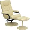 Flash Furniture Rachel Contemporary Multi-Position LeatherSoft Recliner Chair with Ottoman, 360-Degree Swivel Recliner Chair and Ottoman Set, Black(Cream)