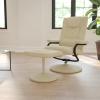 Flash Furniture Rachel Contemporary Multi-Position LeatherSoft Recliner Chair with Ottoman, 360-Degree Swivel Recliner Chair and Ottoman Set, Black(Cream)