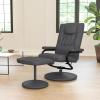 Flash Furniture Rachel Contemporary Multi-Position LeatherSoft Recliner Chair with Ottoman, 360-Degree Swivel Recliner Chair and Ottoman Set, Black(Grey)