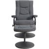 Flash Furniture Rachel Contemporary Multi-Position LeatherSoft Recliner Chair with Ottoman, 360-Degree Swivel Recliner Chair and Ottoman Set, Black(Grey)
