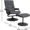 Flash Furniture Rachel Contemporary Multi-Position LeatherSoft Recliner Chair with Ottoman, 360-Degree Swivel Recliner Chair and Ottoman Set, Black(Grey)