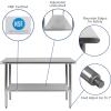 Flash Furniture Reader Stainless Steel 18 Gauge Prep and Work Table with 1.5″ Backsplash and Undershelf – NSF Certified – 72″W x 30″D x 36″H(24″ x 48″ without Backsplash)
