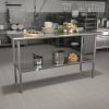 Flash Furniture Reader Stainless Steel 18 Gauge Prep and Work Table with 1.5″ Backsplash and Undershelf – NSF Certified – 72″W x 30″D x 36″H(24″ x 60″ with Backsplash)