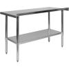 Flash Furniture Reader Stainless Steel 18 Gauge Prep and Work Table with 1.5″ Backsplash and Undershelf – NSF Certified – 72″W x 30″D x 36″H(24″ x 48″ with Backsplash)