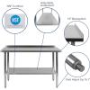 Flash Furniture Reader Stainless Steel 18 Gauge Prep and Work Table with 1.5″ Backsplash and Undershelf – NSF Certified – 72″W x 30″D x 36″H(24″ x 48″ with Backsplash)
