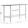 Flash Furniture Reader Stainless Steel 18 Gauge Prep and Work Table with 1.5″ Backsplash and Undershelf – NSF Certified – 72″W x 30″D x 36″H(24″ x 72″ without Backsplash)