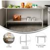 Flash Furniture Reader Stainless Steel 18 Gauge Prep and Work Table with 1.5″ Backsplash and Undershelf – NSF Certified – 72″W x 30″D x 36″H(24″ x 72″ without Backsplash)