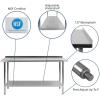 Flash Furniture Reader Stainless Steel 18 Gauge Prep and Work Table with 1.5″ Backsplash and Undershelf – NSF Certified – 72″W x 30″D x 36″H(24″ x 60″ with Backsplash)