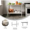 Flash Furniture Reader Stainless Steel 18 Gauge Prep and Work Table with 1.5″ Backsplash and Undershelf – NSF Certified – 72″W x 30″D x 36″H(30″ x 48″ without Backsplash)