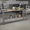Flash Furniture Reader Stainless Steel 18 Gauge Prep and Work Table with 1.5″ Backsplash and Undershelf – NSF Certified – 72″W x 30″D x 36″H(30″ x 72″ with Backsplash)