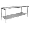 Flash Furniture Reader Stainless Steel 18 Gauge Prep and Work Table with 1.5″ Backsplash and Undershelf – NSF Certified – 72″W x 30″D x 36″H(30″ x 72″ with Backsplash)