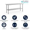 Flash Furniture Reader Stainless Steel 18 Gauge Prep and Work Table with 1.5″ Backsplash and Undershelf – NSF Certified – 72″W x 30″D x 36″H(30″ x 72″ without Backsplash)