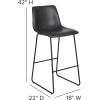 Flash Furniture Reagan 24″ LeatherSoft Counter Height Stools with Footrest, Mid-Century Modern Bucket Style Dining Chairs, Set of 2, Light Gray(Grey)