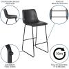 Flash Furniture Reagan 24″ LeatherSoft Counter Height Stools with Footrest, Mid-Century Modern Bucket Style Dining Chairs, Set of 2, Light Gray(Grey)