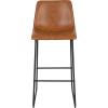 Flash Furniture Reagan 24″ LeatherSoft Counter Height Stools with Footrest, Mid-Century Modern Bucket Style Dining Chairs, Set of 2, Light Gray(Light Brown)