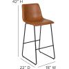 Flash Furniture Reagan 24″ LeatherSoft Counter Height Stools with Footrest, Mid-Century Modern Bucket Style Dining Chairs, Set of 2, Light Gray(Light Brown)
